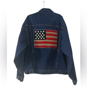 Vintage Mickey Inc Denim Jacket Stars Stripes & Ears USA Flag Patch – Size Large